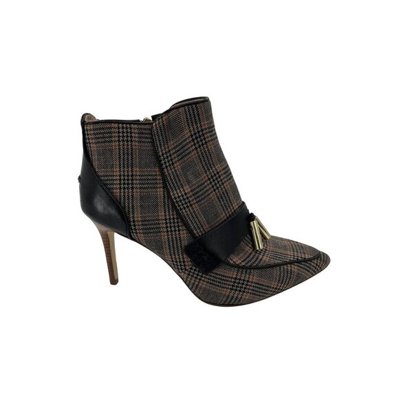 Louise Et Cie Shiro Womens Plaid Ankle Booties Tassel & Side Zipper Plaid/ Black - Picture 7 of 10